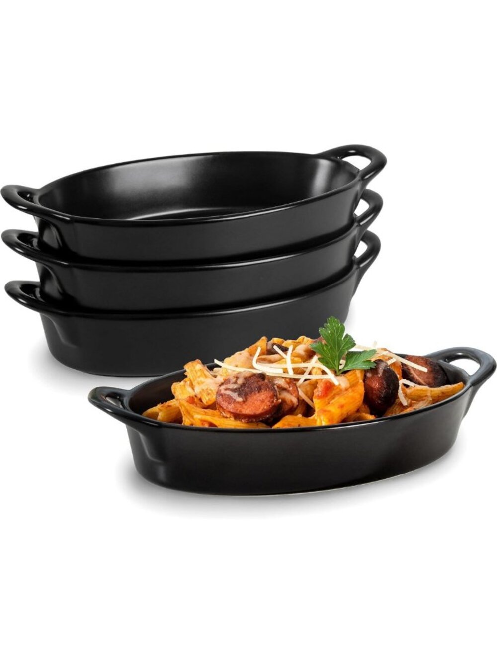4-Pc Oval Au Gratin Baking Dishes Set - Oven & Microwave Safe, Heat Resistant